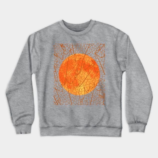 Harvest Moon as seen through latticework of Autumn Leaves Crewneck Sweatshirt by DD Ventures